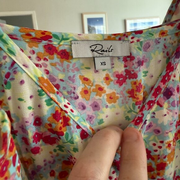 Rails Frida Dress Size XS Color Cream Green Red - Picture 4 of 6